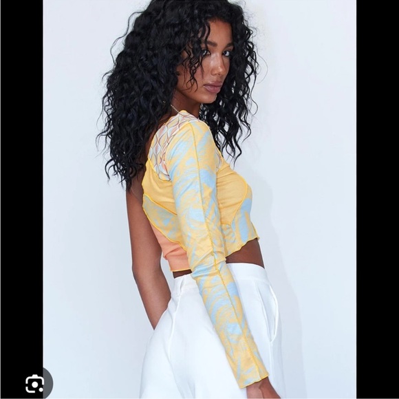 NWT Princess Polly Otis Orange Multicolor one Arm Top - Picture 2 of 8